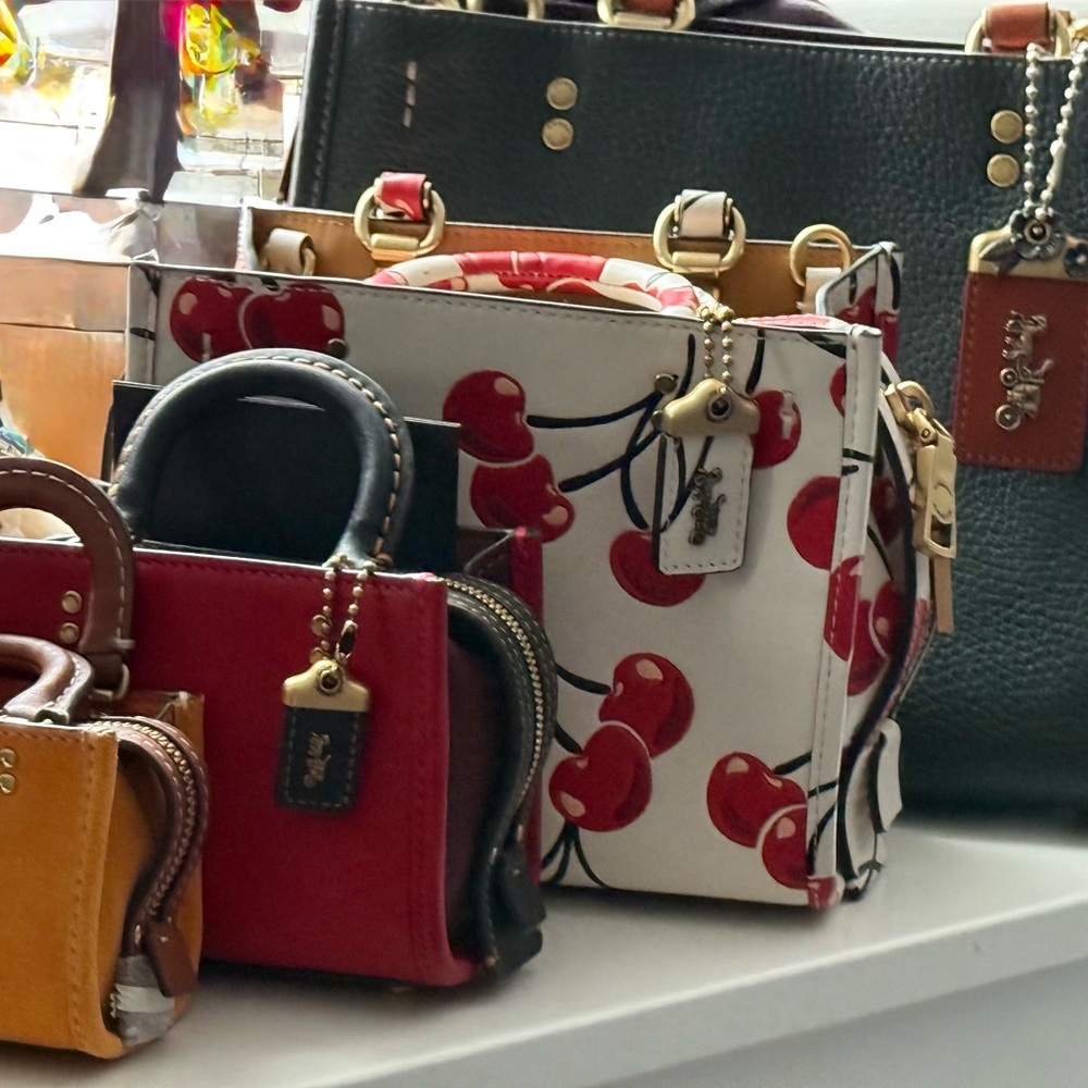 Coach Cherry Print and Red Leather Women's Bag